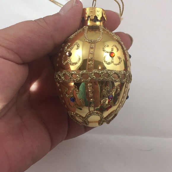 Vintage GKI/Bethlehem Glass Egg shaped embellished Christmas Ornament - Picture 3 of 7